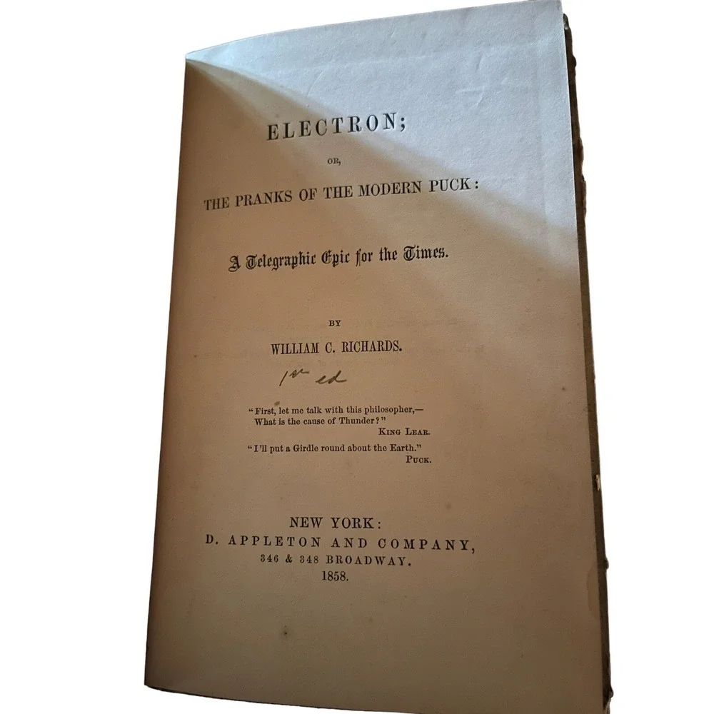 Electron By William C Fields 1st Edition 1858 Hard Cover